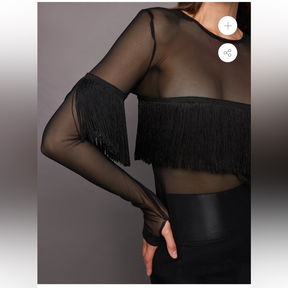 NORMA KAMALI Long Sleeve Crewneck Fringe size small - Picture 4 of 5